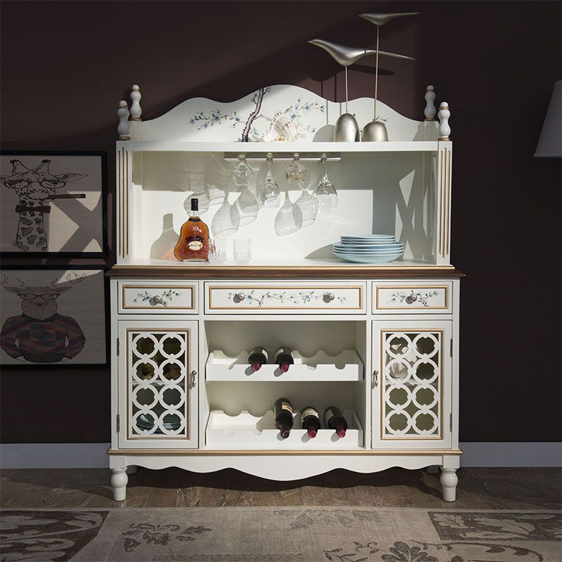 Glam Dining Buffet Birch Buffet Table with Doors for Dining Room