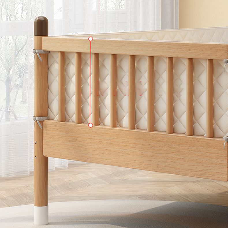 Light Wood Baby Crib Standard Size 2-in-1 Convertible Crib with Guardrail