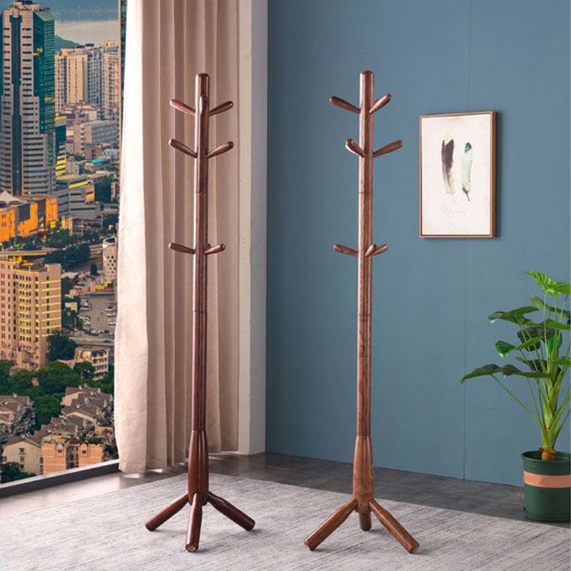 Modern Hall Stand Wood Framed Free Standing with Hooks Coat Rack