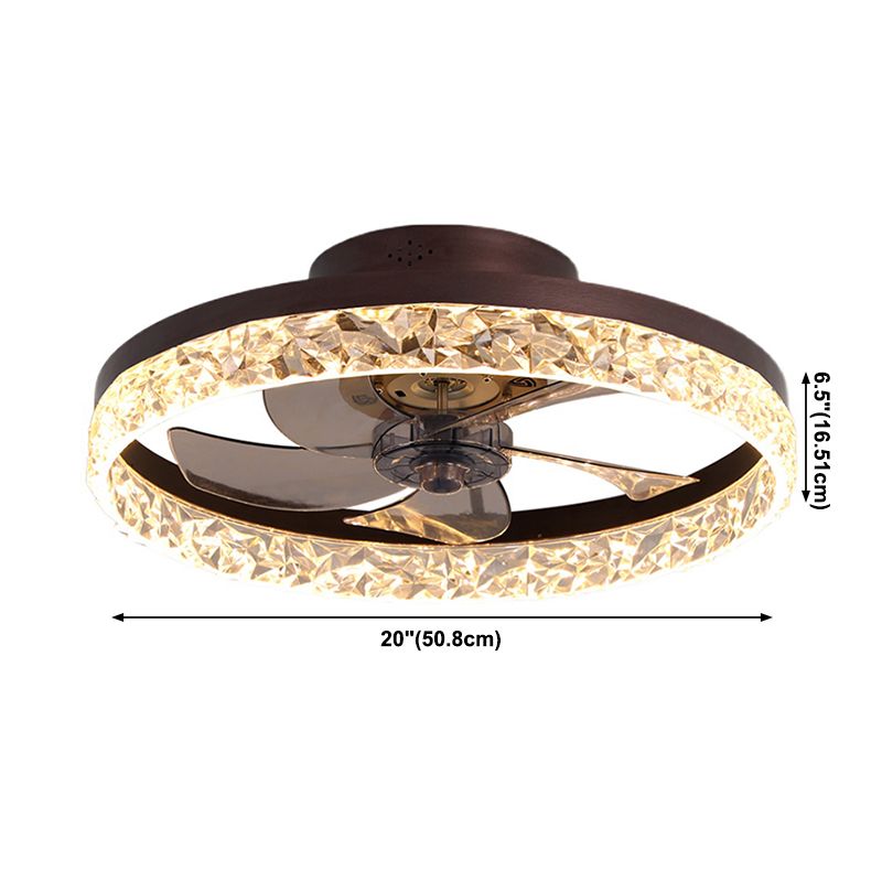 Modern Luxury LED Ceiling Fans Lacquered Iron Circular Flush Mount with Acrylic Shade