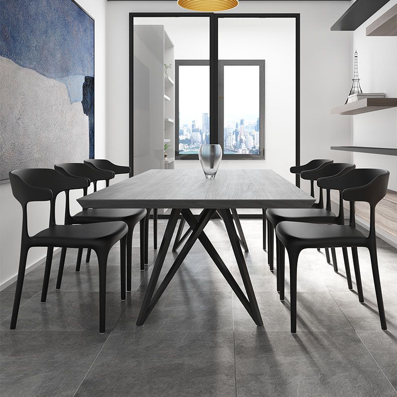 Contemporary Style Stackable Chairs Dining Armless Chairs with Plastic Legs