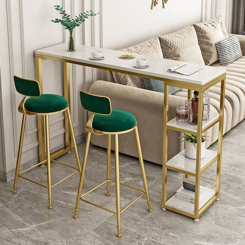 Glam Style Bar Table 42-inch Height Artificial Marble Top Bistro Table