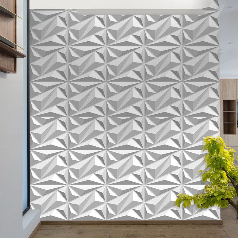 Modern Style Wall Plank 3D Print Bathroom Living Room Wall Panels Set of 40 in White