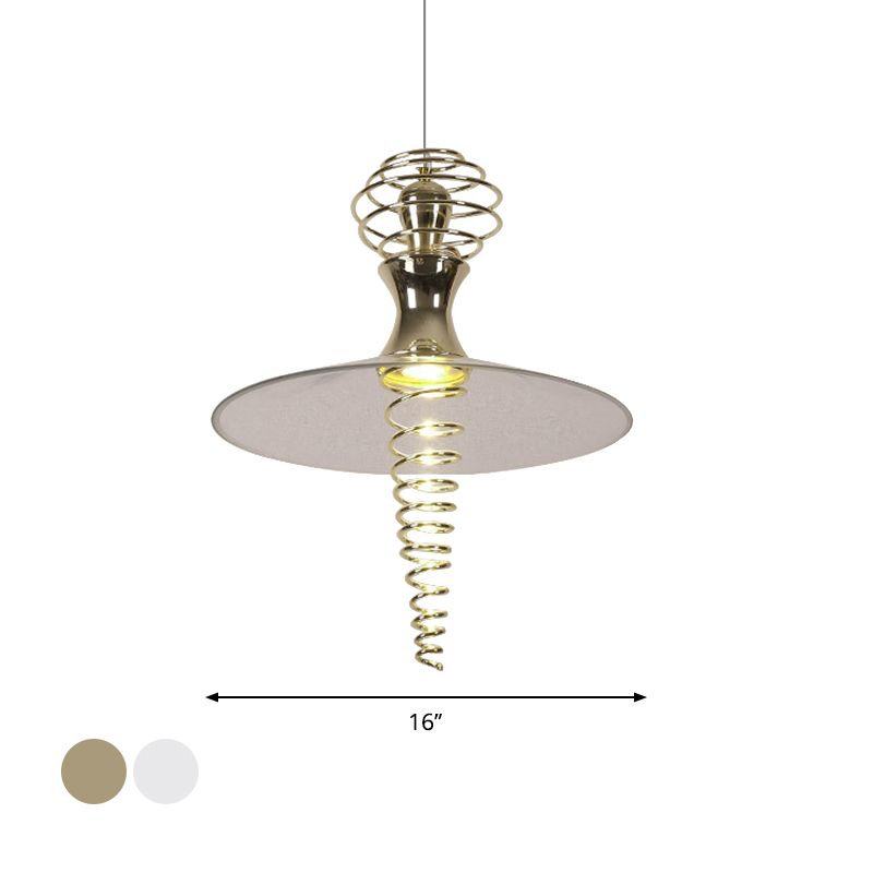 Spiral Hanging Lamp with Flared Shade Modern Creative Metal Modern 1 Light Chrome/Gold Living Room Pendant Light