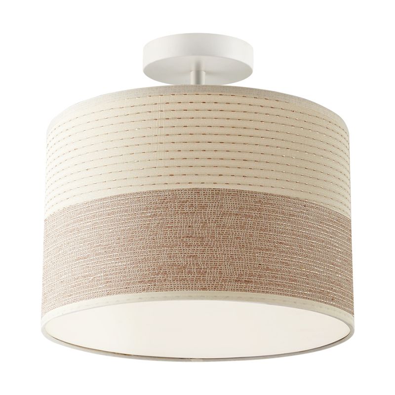 Fabric Half Cylinder Flush Mount Light Modern 1 Light Flush Mounted Light Fixture in White