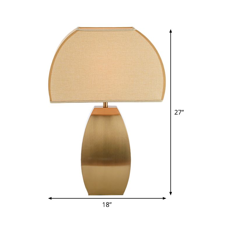 1 Head Shaded Task Light Modernism Fabric Small Desk Lamp in Gold with Metal Base