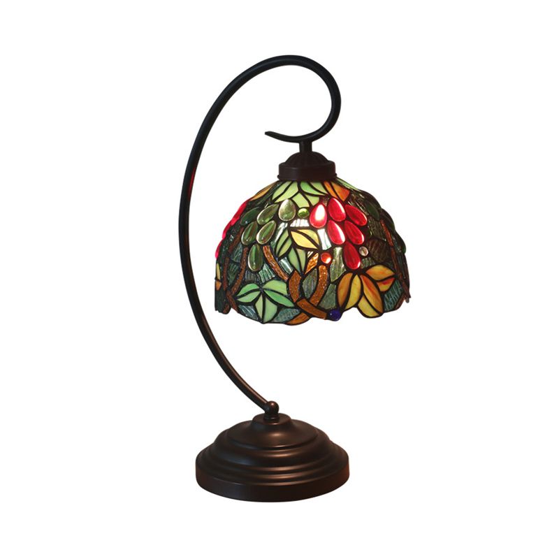 1 Head Nightstand Light Victorian Grape Hand Cut Glass Night Lamp in Dark Coffee for Bedroom