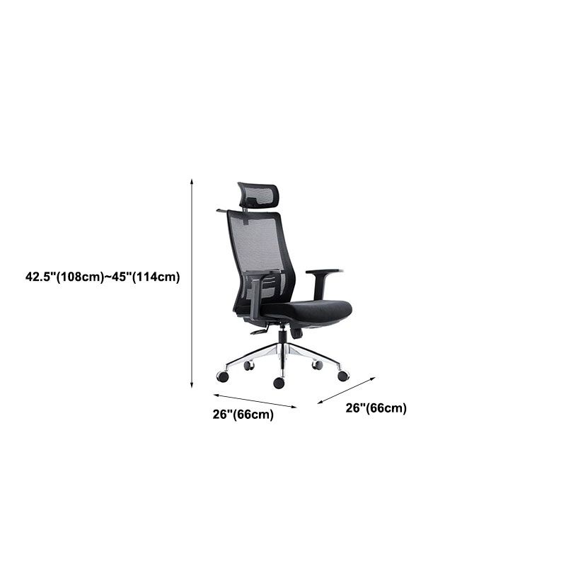 Black Mesh Office Chair Rotatable Fixed Armrest Desk Chair with Wheels