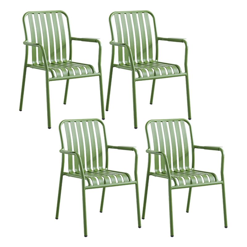 Green Stacking Dining Side Chair Arms Included Outdoor Bistro Chairs