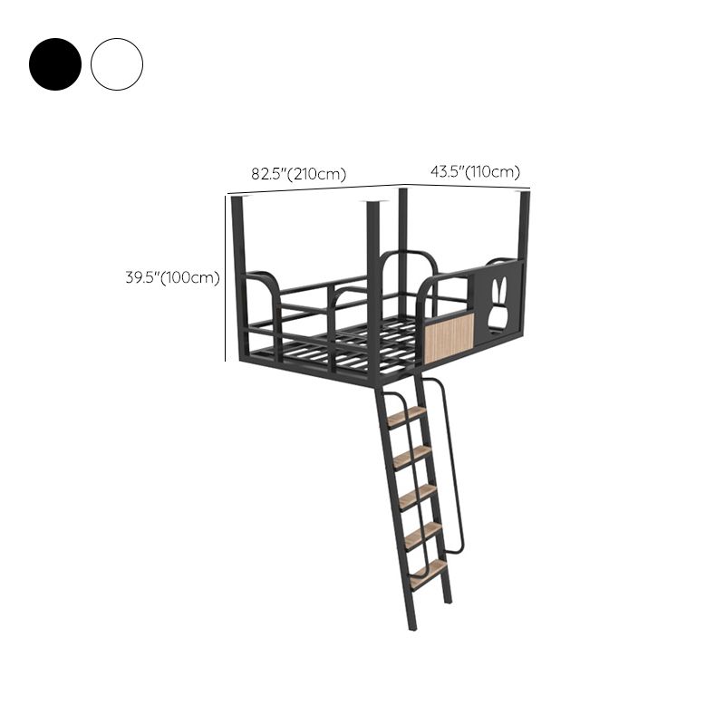 Metallic House Bed Modern Iron High Loft Bed with Guardrails