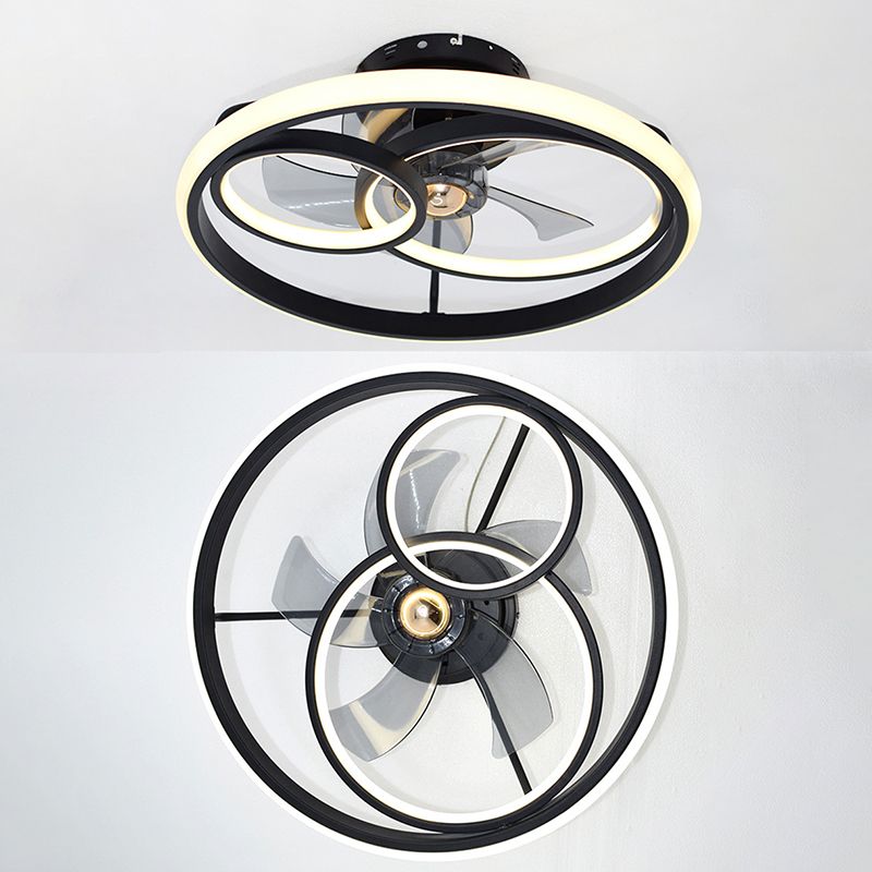 Metal Round Shape Ceiling Fan Modern Style 3 Lights Ceiling Fans Fixtures