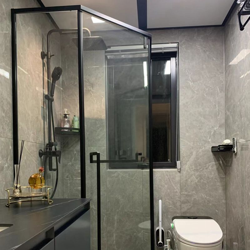 Shower Stall Black Semi-Frameless Black Corner Neo-Angle Shower Stall