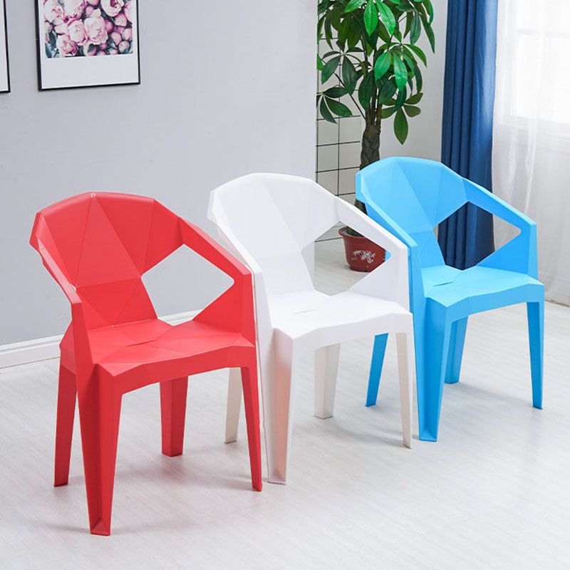 Contemporary Style Stackable Chair Dining Arm Chair with Plastic Legs