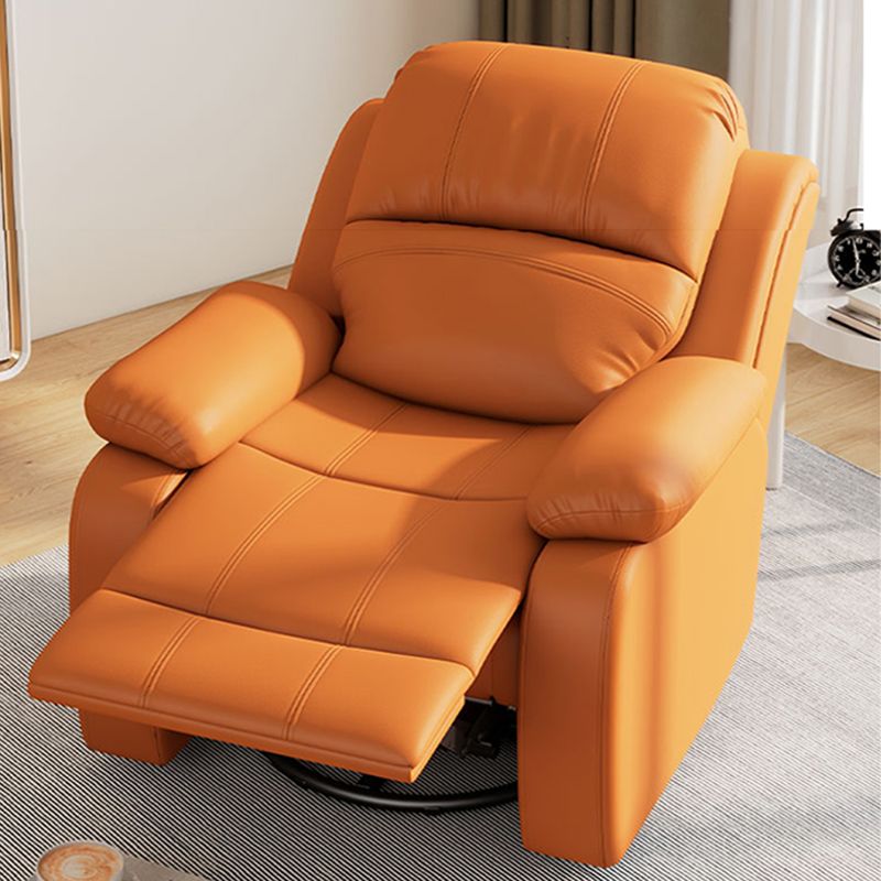 36.6" Wide Swivel Recliner Chair Faux Leather Recliner with Lumbar Support