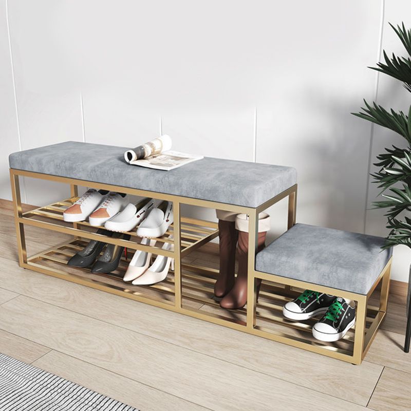 11.8 Inch Wide Glam Entryway Bench Metal Bench with Cushioned