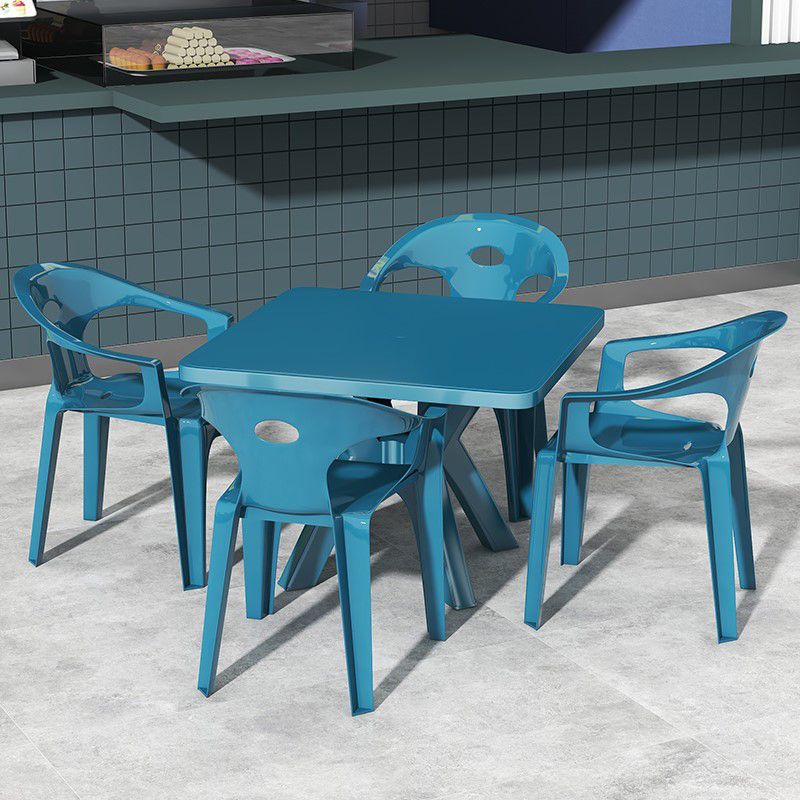 Modern Water Resistant Dining Table Plastic Square Patio Table