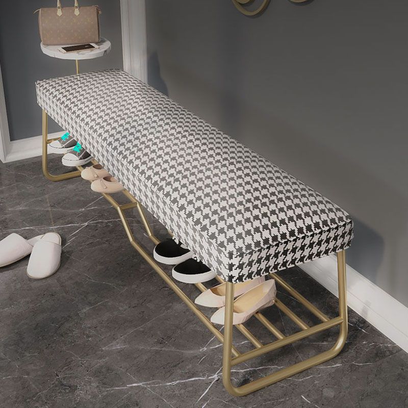 Glam Rectangle Seating Bench Cushioned Shoe Storage Entryway and Bedroom Bench