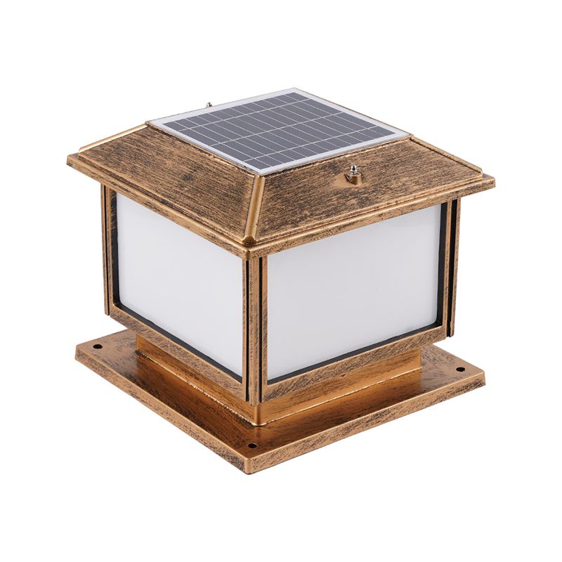 Rectangle Shade Acrylic LED Landscape Lamp Traditional Outdoor Solar Post Lighting