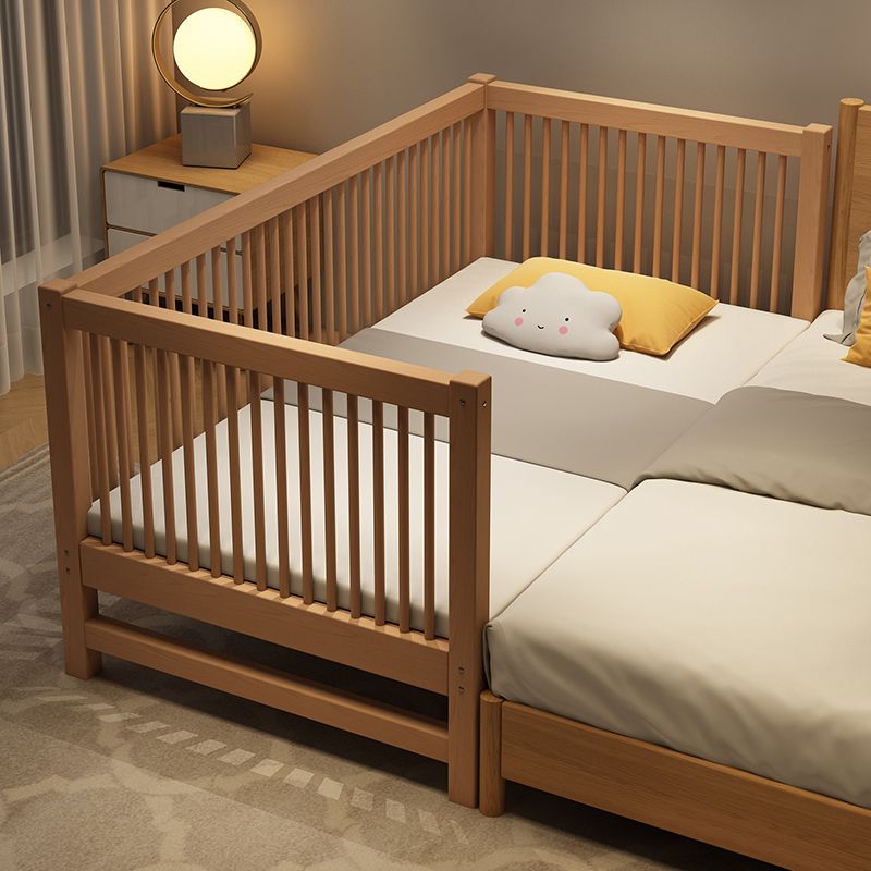 Convertible Nursery Crib Farmhouse Solid Wood Crib with Guardrail