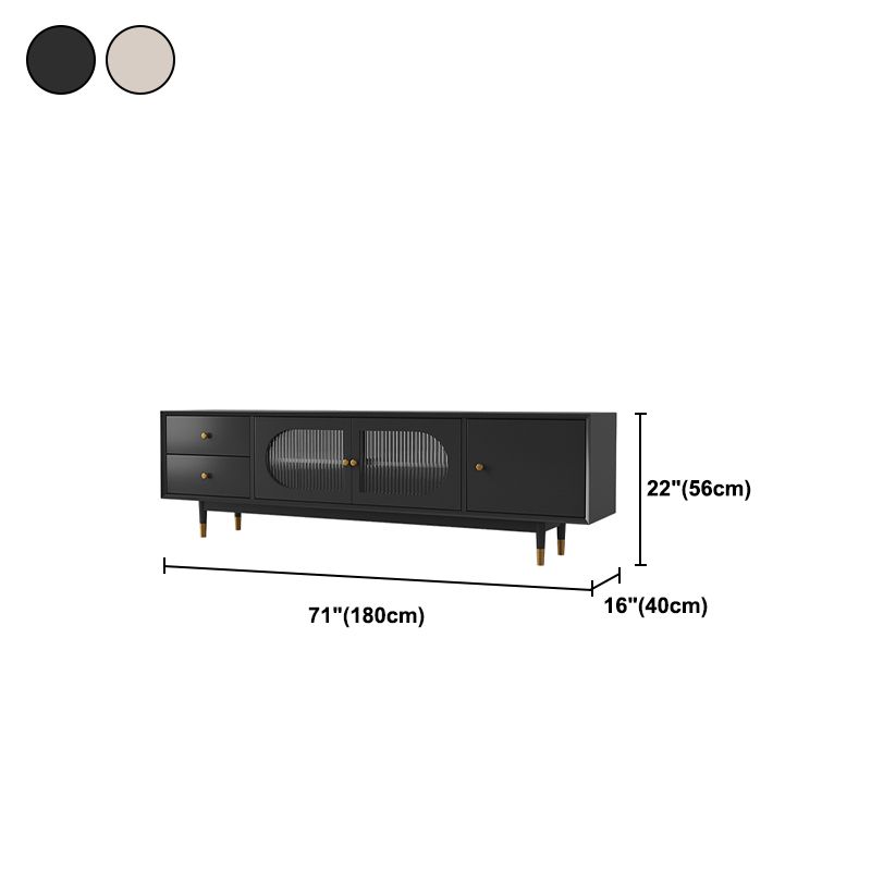 16" D Modern TV Stand Wooden Closed Storage Media Console with 2 Drawers and 1 Door