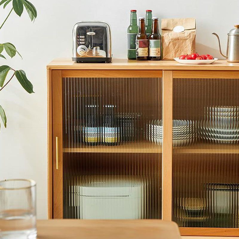 Contemporary Display Stand Beech Storage Cabinet for Dining Room