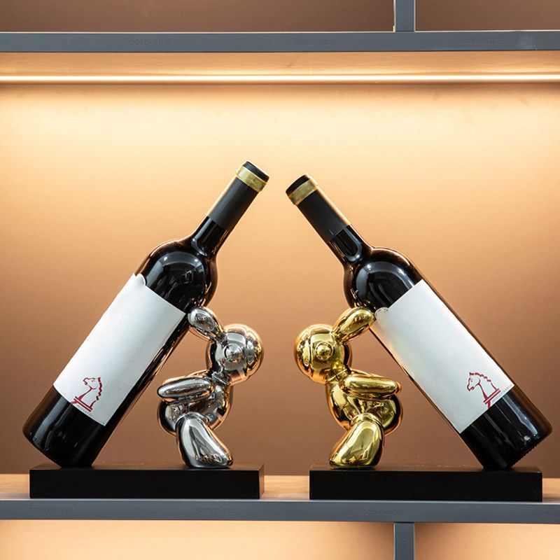 Modern Simple Ceramic Wine Rack Rabbit Shape Wine Bottle Rack for Kitchen