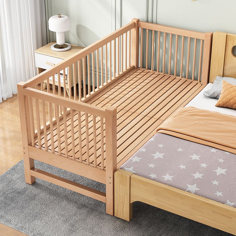 Traditional Style Solid Wood Nursery Crib with Mattress and Guardrail