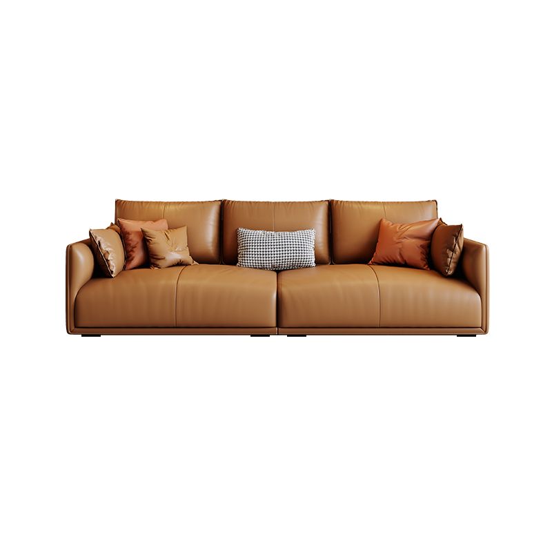 Mid-Century Modern Pillow Top Arm Sectional 33.46"H Cushion Back Sofa,Tan