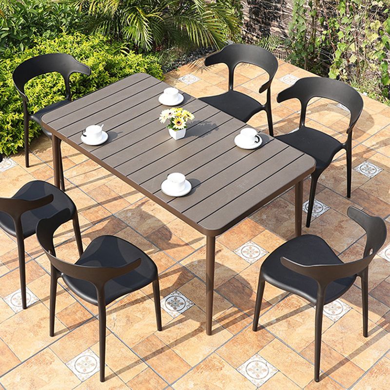 Contemporary Open Back Side Chair Plastic Outdoors Dining Chairs