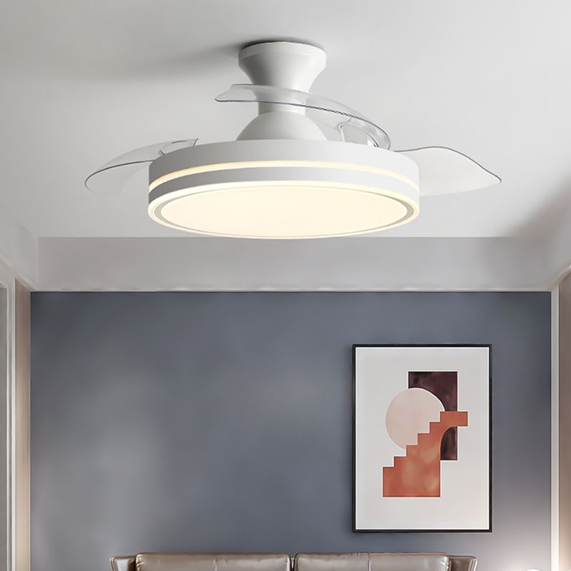 Round Ceiling Fan Light Kids Style Metal 1 Light Ceiling Fan Lamp for Living Room