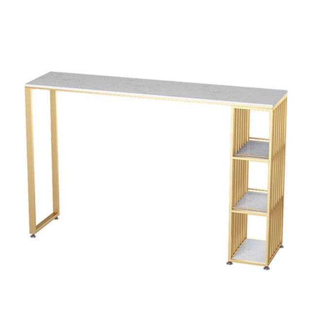 Glam Style Bar Table Artificial Marble Pub Table with Shelf for Living Room, Only Table