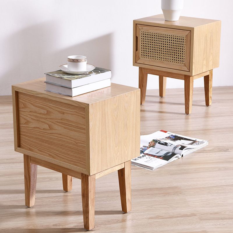 Contemporary Wood Accent Table Nightstand 20.47" Tall Bed Nightstand