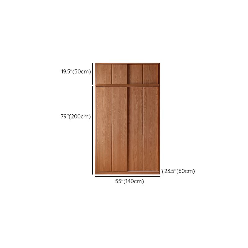 Solid Wood Wardrobe Modern Walnut Armoire Cabinet for Bedroom