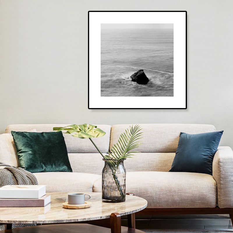 Dark Photograph Sea Scenery Art Print Textured Contemporary Living Room Wall Decor