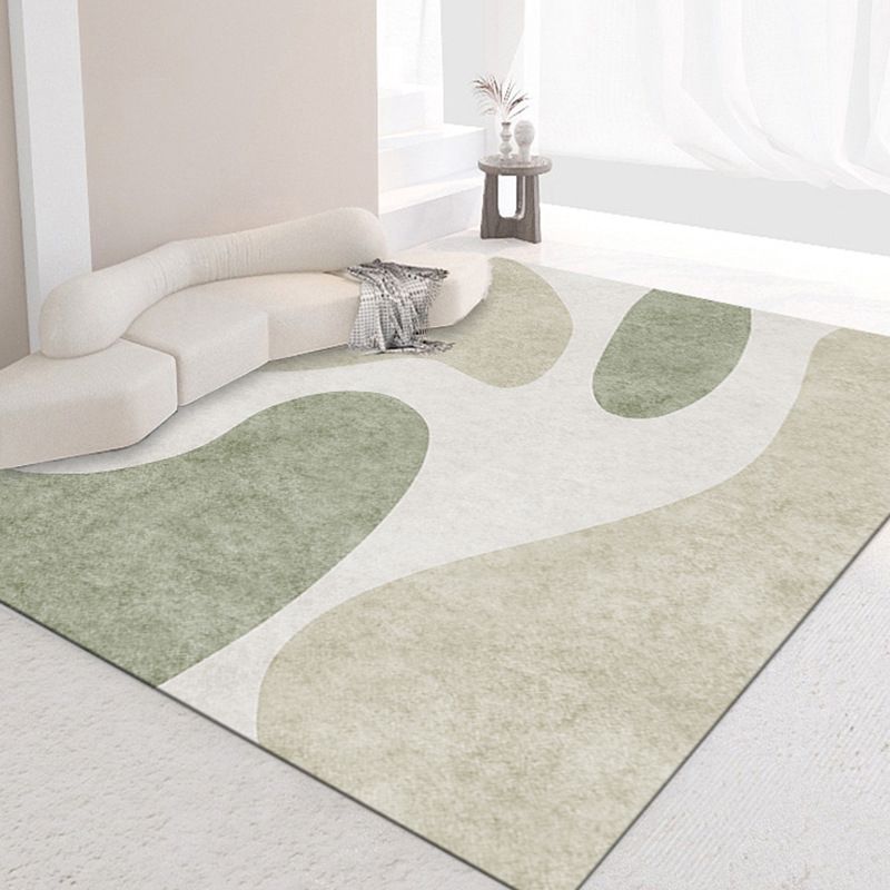 Light Green Color Piece Rug Polyester Modern Rug Washbale Rug for Drawing Room