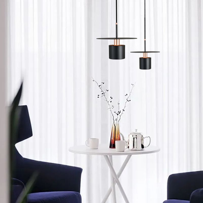 Nordique Cylinder Shade Hanging Light, Metal 1-Light Hanging Lighttures For Indoor