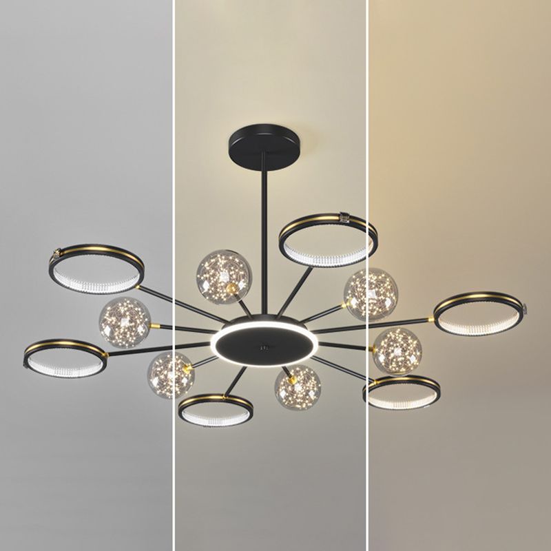 Modern Sputnik Chandelier Acrylic Pendant Ceiling Lights with Hanging Cord for Living Room