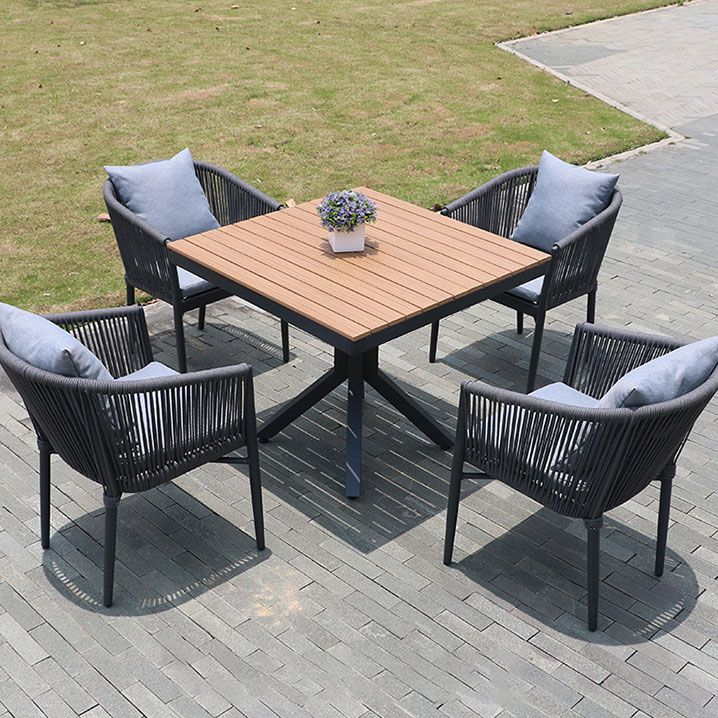 Contemporary Open Back Dining Armchair Black Patio Dining Armchair