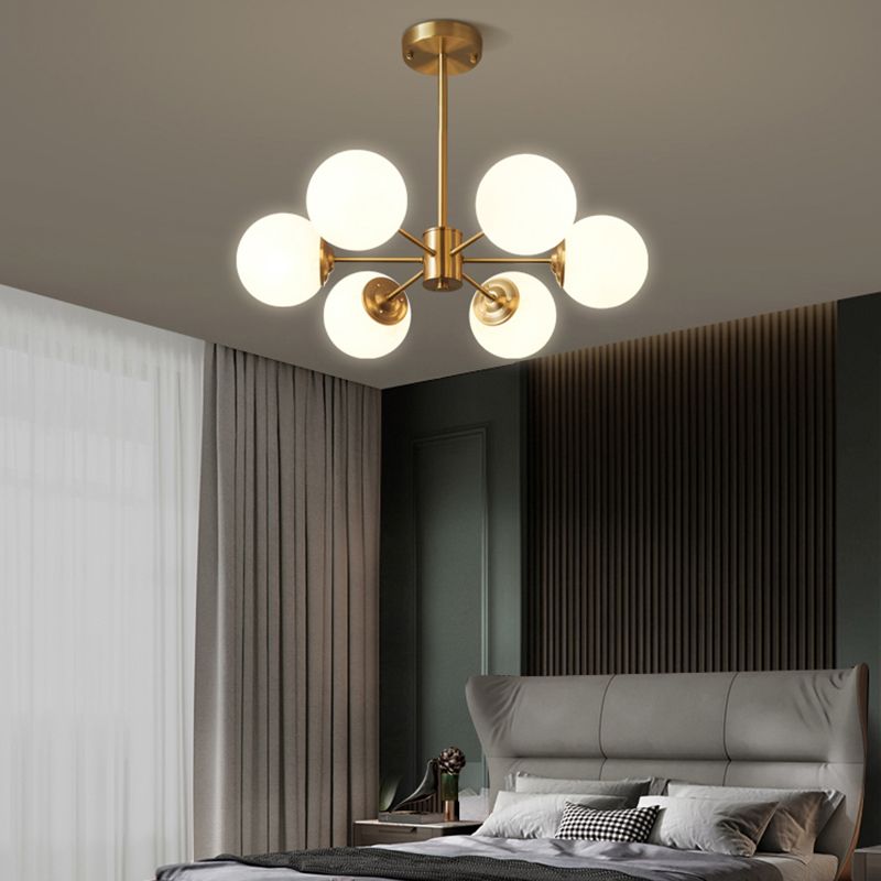 Nordic Brass Chandelier Globe Multi Light Chandelier Pendant with Glass for Living Room