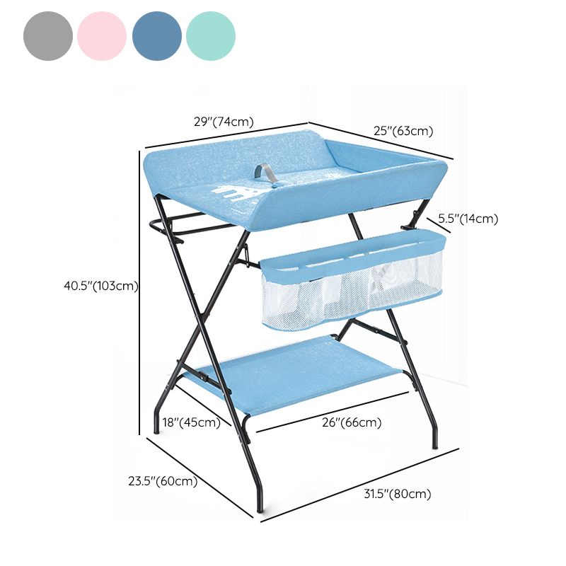 Metal Frame Baby Changing Table Folding with Shelf ,31.5"L×24.8"W