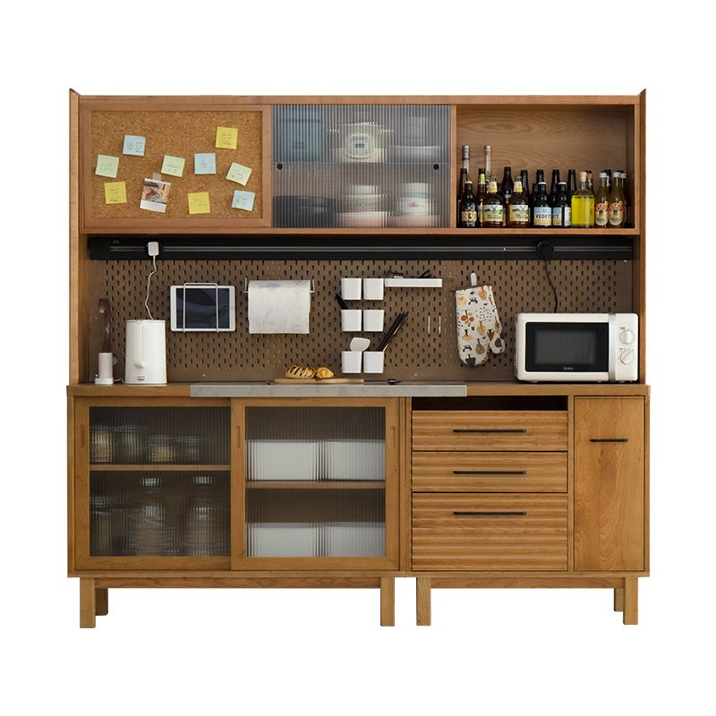 Modern Wood Sideboard Table 3 Drawers Sideboard with Cabinets for Dining Room