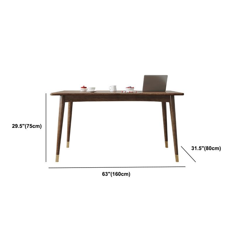 Glam Office Desk Rectangular Brown Solid Wood Writing Desk for Home