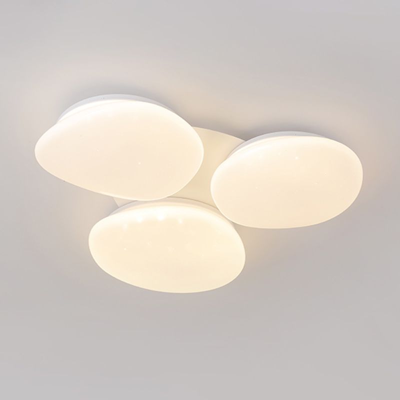 3 - Light Stone LED Flush Mount White Metal and Acrylic Ceiling Flush