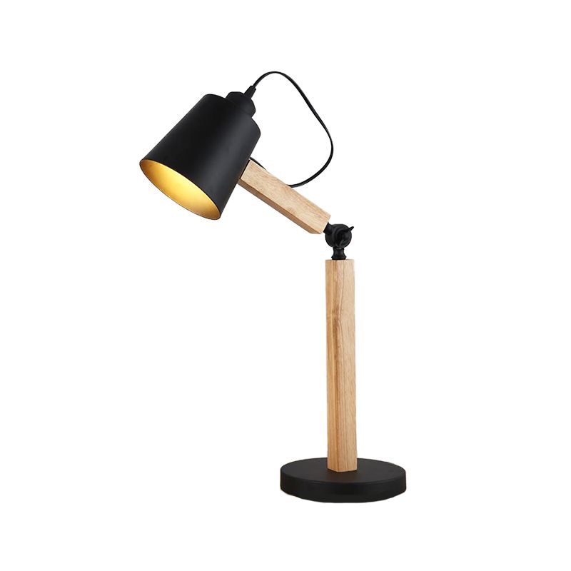 Metal Tapered Desk Light Modern 1 Head Night Table Lamp in White/Black with Rotating Node