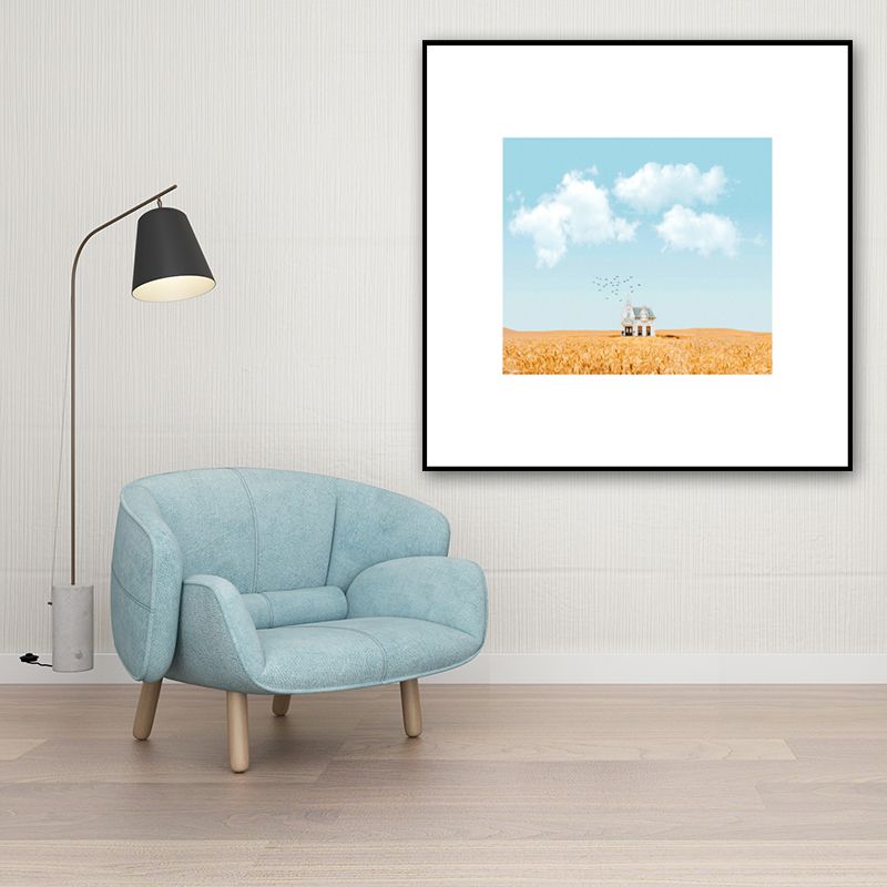 Canvas Textured Wall Decor Scandinavian Illustration Scenery Art Print in Soft Color