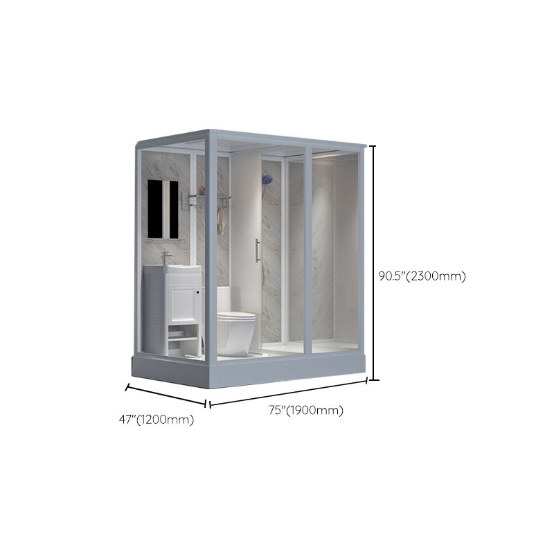 Clear Rectangle Shower Stall Modern Single Sliding Shower Stall