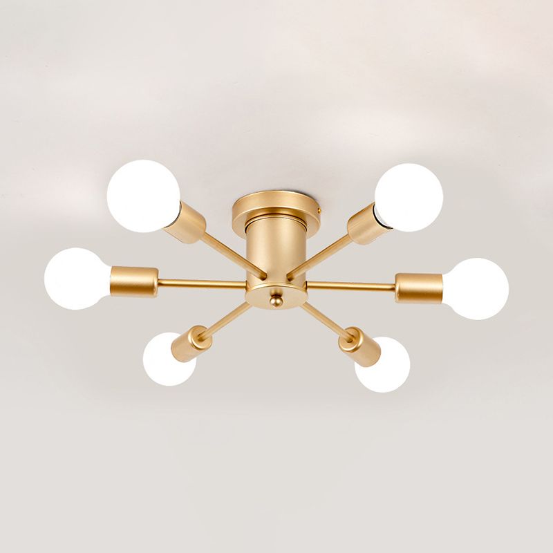 Modernism 6/8-Light Golden Flush Mount Lighting Metallic Ceiling Light for Bedroom