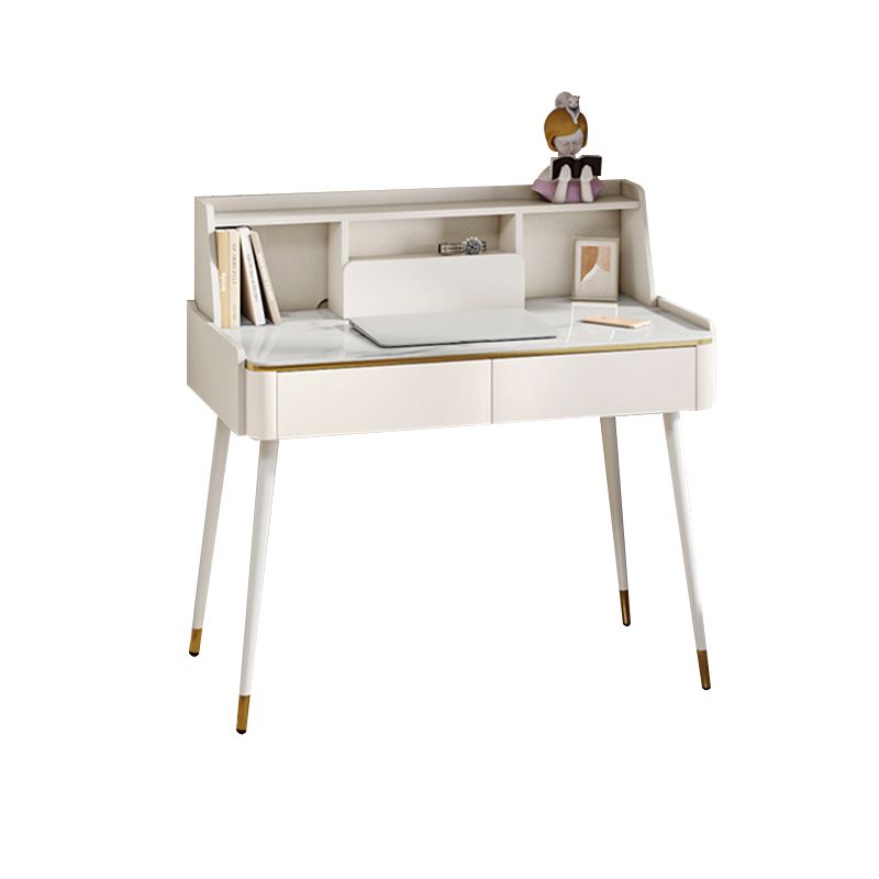 Modern Style Rectangular Office Table Stone Writing Desk in White