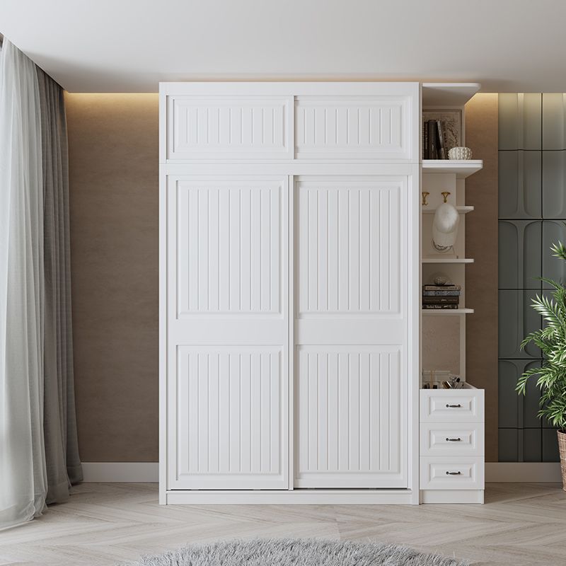 Contemporary Wardrobe Armoire with Garment Rod Wood Wardrobe Closet