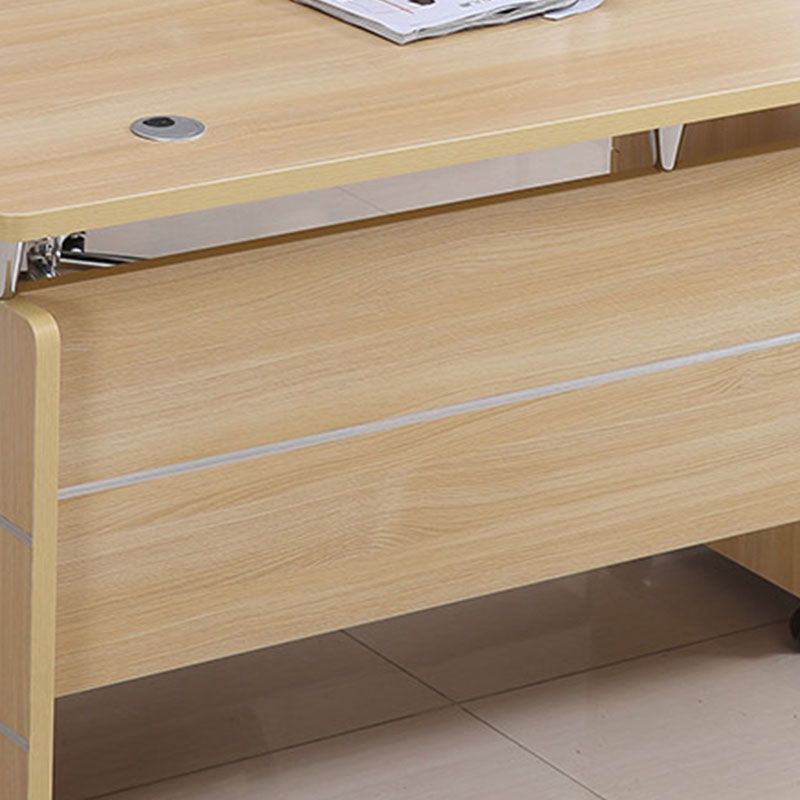 Modern Rectangular Shaped Natural Office Desk Wooden without Drawers